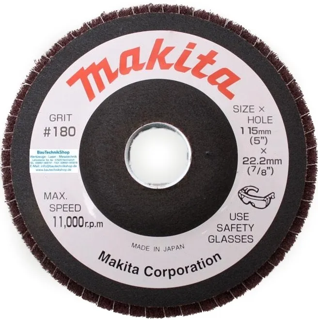 Шлифовальный диск фибровый 115x22x12 мм, K180, 1 шт Makita A-81044