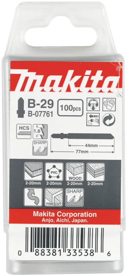 Лобзиковая пилка для дерева и фанеры, 44 мм, HCS, 16TPI, T101AO, B-29, 100 шт Makita B-07761