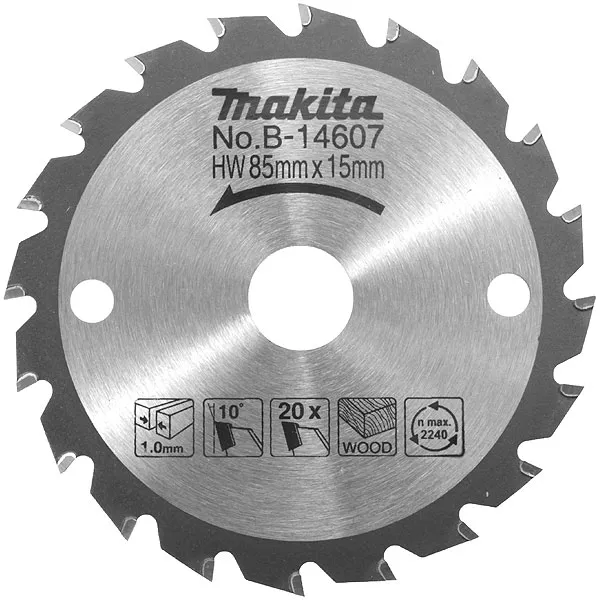 Пильный диск по дереву 85x15 мм, 20T Makita B-14607