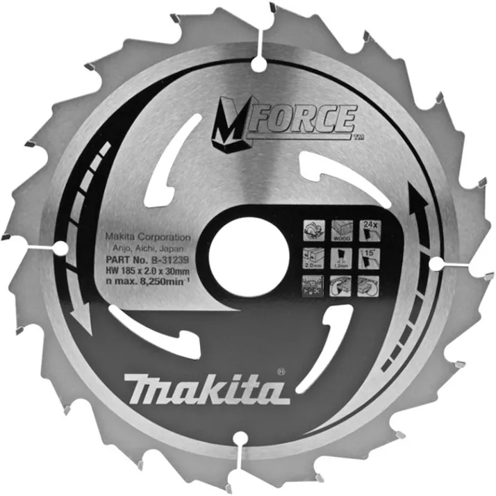 Диск для дерева 185х2.0х30 мм, 24T, M-Force Makita B-31239
