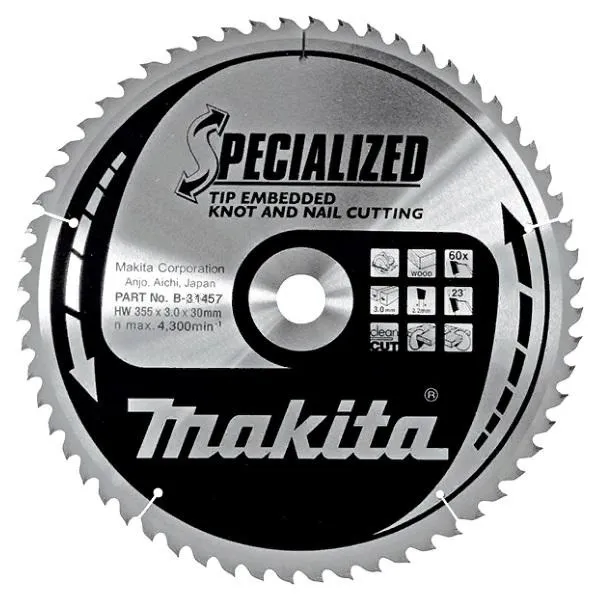 Диск для дерева с гвоздями, 355х30 мм, 40T Makita B-31457