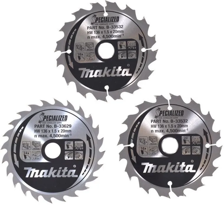 Диск для дерева 136x20 мм, 3 шт Makita B-33897
