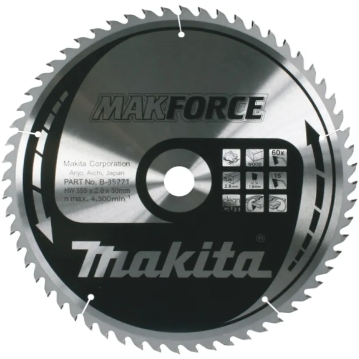 Диск пильный для дерева 355x2.8x30, 60T, 15G, ATAF Makita B-35221