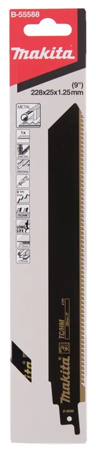 Сабельное полотно для чугунных труб TC/HM 228x25x1.25 мм, 8TPI, 1 шт Makita B-55588