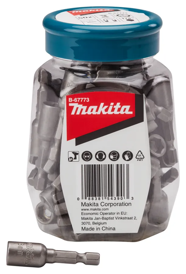 Магнитная насадка для кровельных саморезов (банка), 8х50, E-form, 1/4, 50 шт Makita B-67773