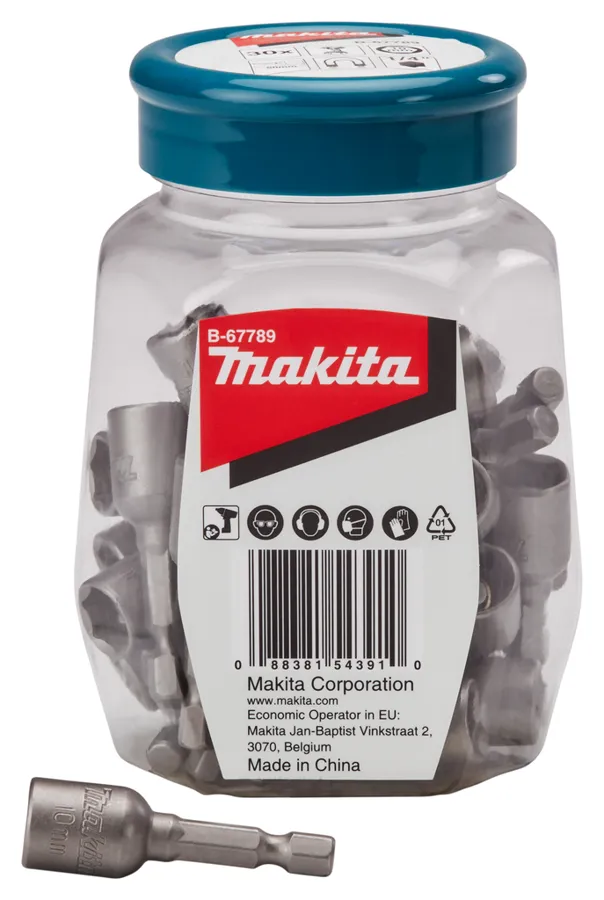 Магнитная насадка для кровельных саморезов (банка), 10х50, E-form, 1/4, 30 шт Makita B-67789
