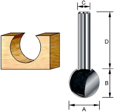 Шаровидная фреза 7.95R, 15.9х15.9, S8, 2T Makita D-10958
