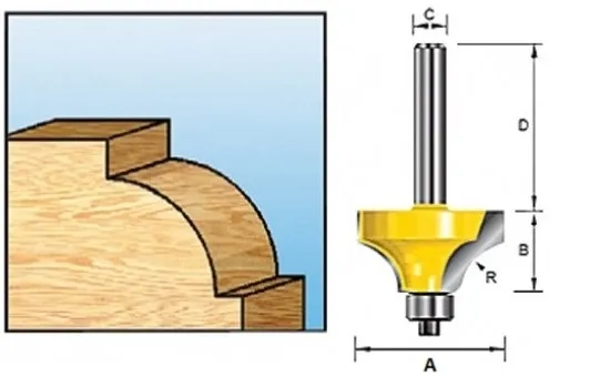Кромочная калевочная фреза 9.53R, 31.75х15.88, S8, 2T Makita D-11352