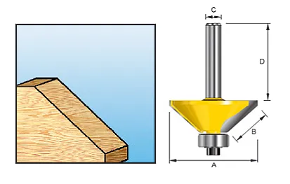 Фреза кромочная конусная 45° 44.45х15.9, S12, 2T Makita D-11508