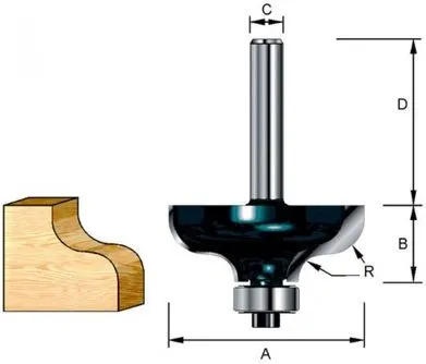 Кромочная калевочная фреза 31.8х12.7, S8, 2T Makita D-11564