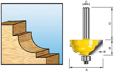 Кромочная калевочная фреза 7.94R, 31.8х15.9, S8, 2T Makita D-11689