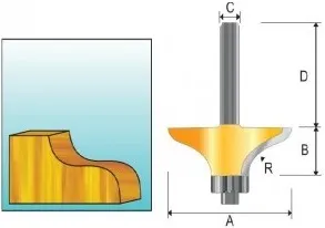 Фреза фигирейная горизонтальная 9.25R, 63.5х19, S12, 2T Makita D-11807