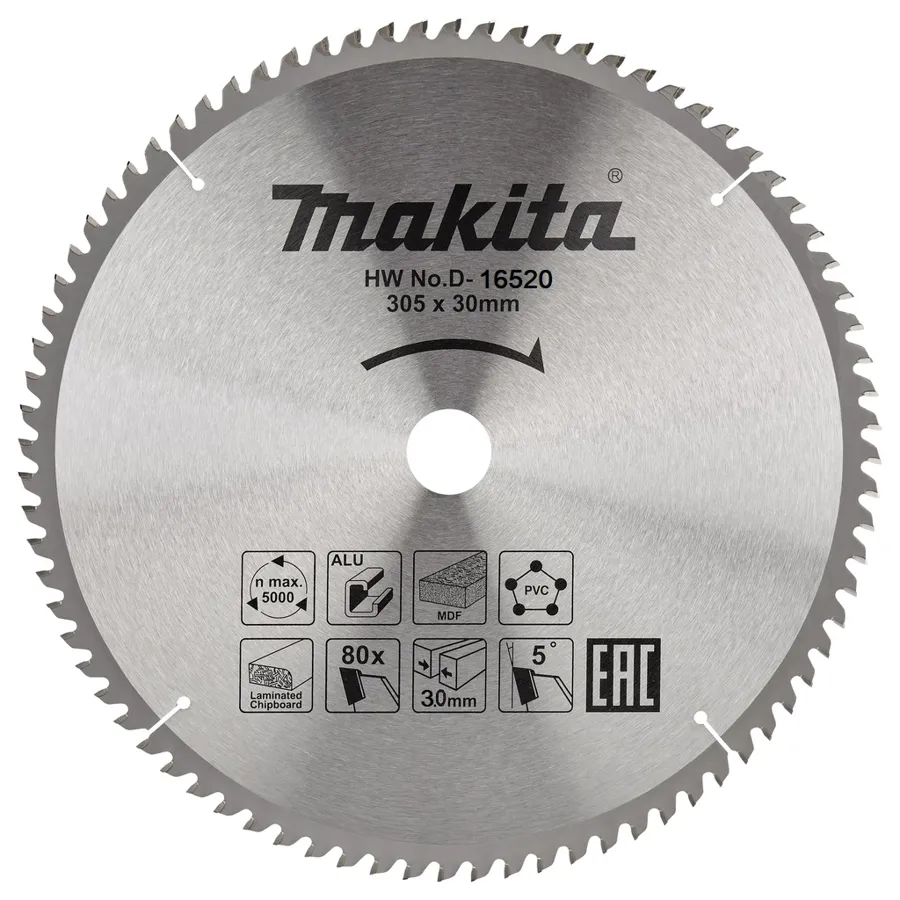 Пильный диск для алюминия, 305x30 мм, 80T Makita D-16520