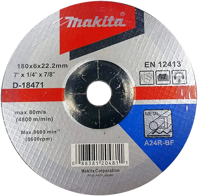 Абразивный шлифовальный диск для стали 180х6х22,23 мм Makita D-18471