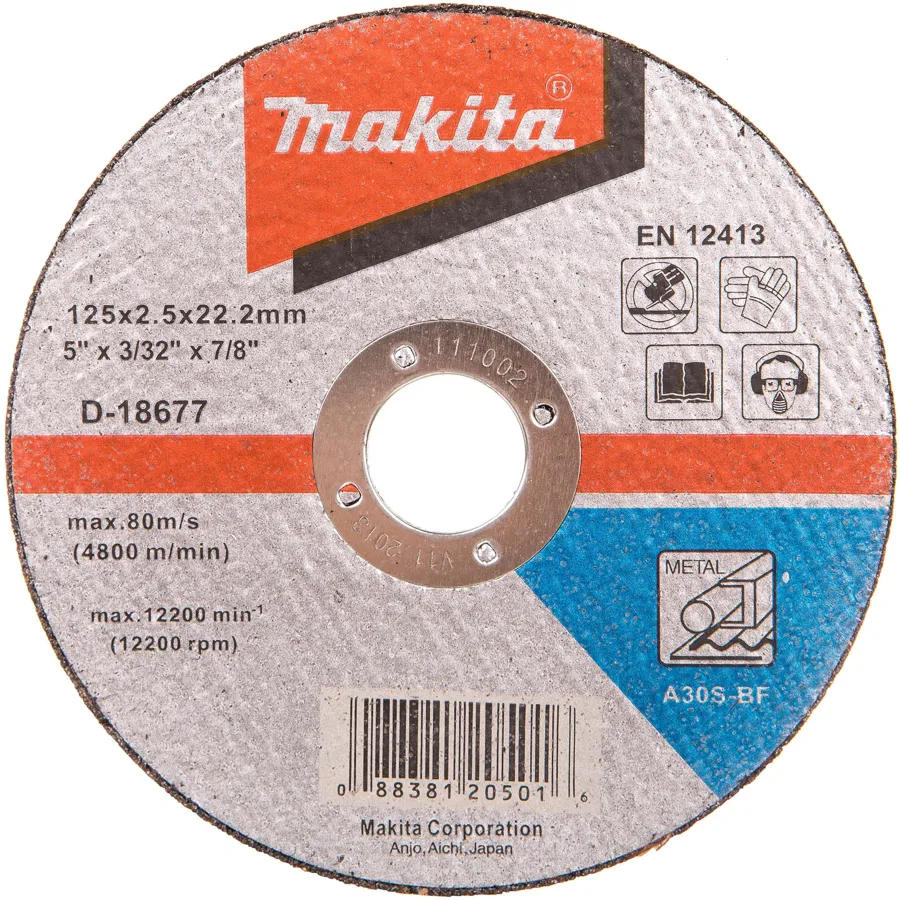 Абразивный отрезной диск для стали 125х2,5х22,23, A30R Makita D-18677