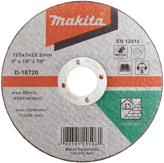 Абразивный отрезной диск по камню 125х3х22.23 Makita D-18720