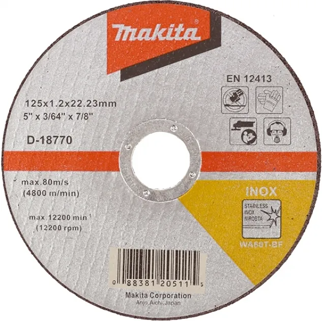 Абразивный отрезной диск по стали 125х1.2х22.23 Makita D-18770