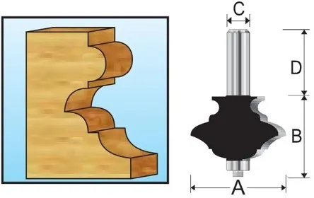 Фреза кромочная фигурная 57.2х47.5, S12, 2T Makita D-48876