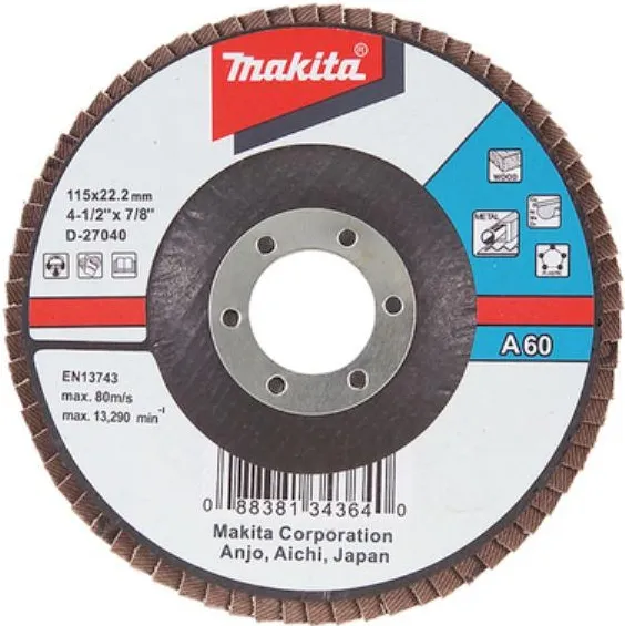 Лепестковый шлифовальный диск А120, 125 мм Makita D-57277
