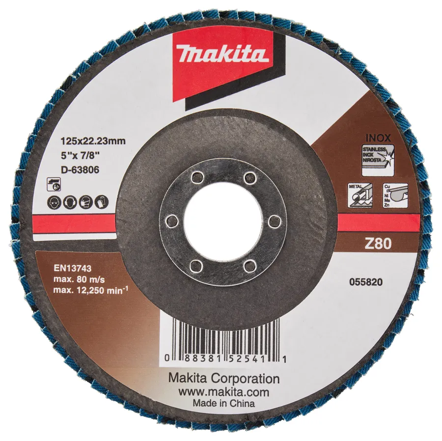 Лепестковый шлифовальный диск Z80, 125 мм Makita D-63806