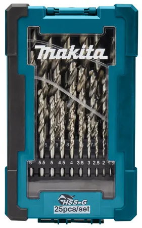 Набор сверл по металлу HSS-G (1-13 мм,  шаг 0.5 мм) 25 шт Makita D-67555