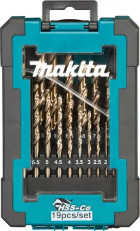 Набор сверл по металлу HSS-Co, 1-10 мм, шаг 0.5 мм, 19 шт Makita D-67561