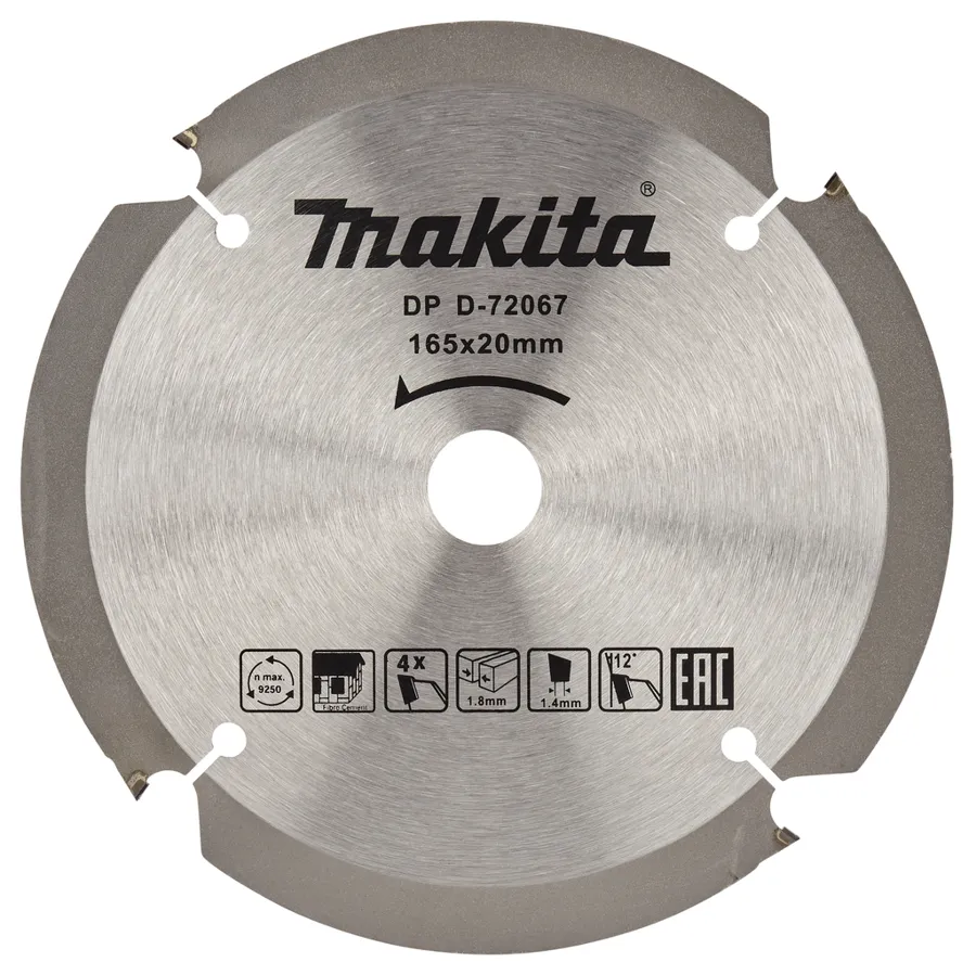 Пильный диск для цементных плит, 165x20x1.8, 4T Makita D-72067