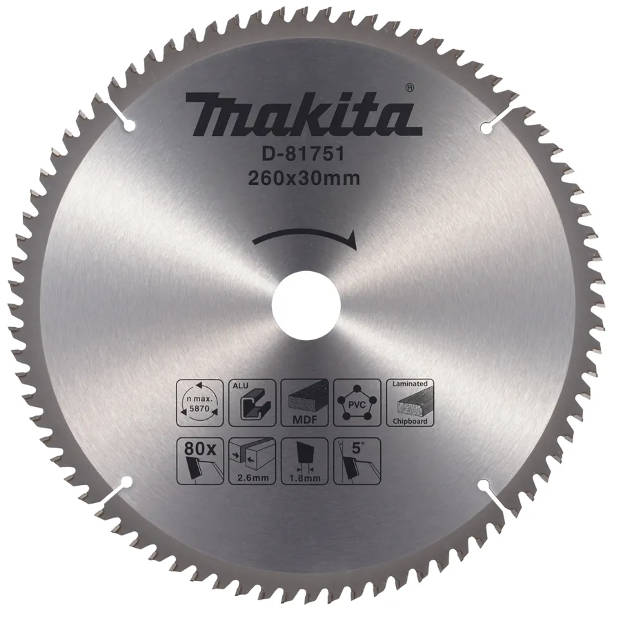 Диск универсальный TCG, 260x30x2.6, 80T, 5G Makita D-81751